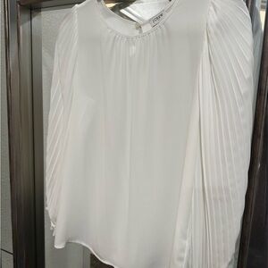 J. Crew Elegant Cream Pleated Blouse